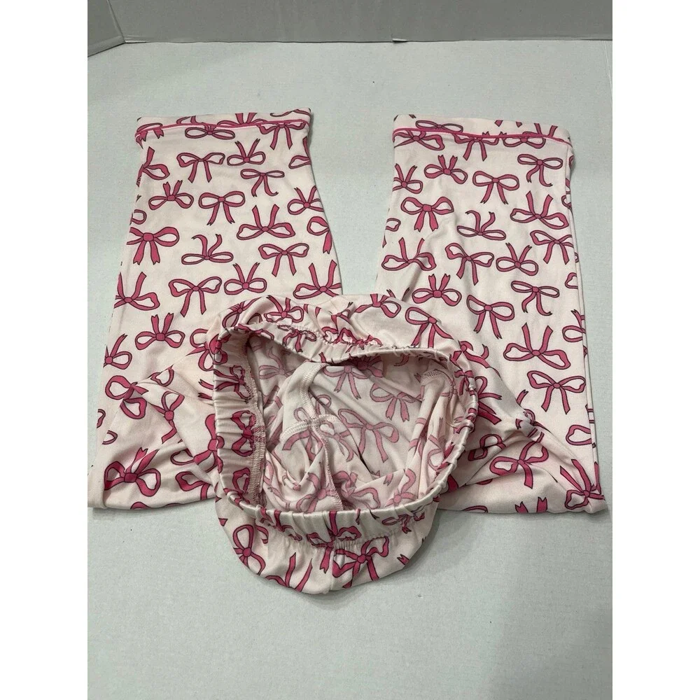 Cuddl Duds Girls Pink Bows Pajama Bottoms Size S (6/6X) New Without Tags